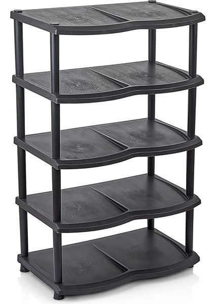 5 Katlı Ayakkabılık Plastik Büyük-Siyah