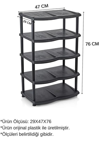 5 Katlı Ayakkabılık Plastik Büyük-Siyah fiyatları