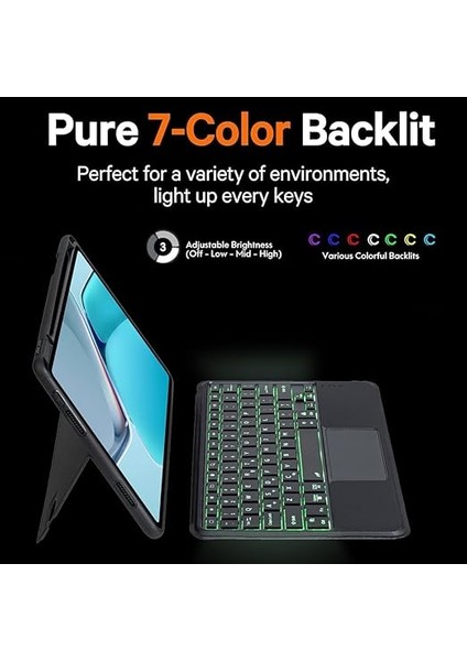 Tab S10+ Plus/s9+ Plus/s9 Fe+ Plus 12.4 Için ile Uyumlu Mag Touchpad Blutooth Işıklı Standlı Klavyeli Kılıf fiyatları