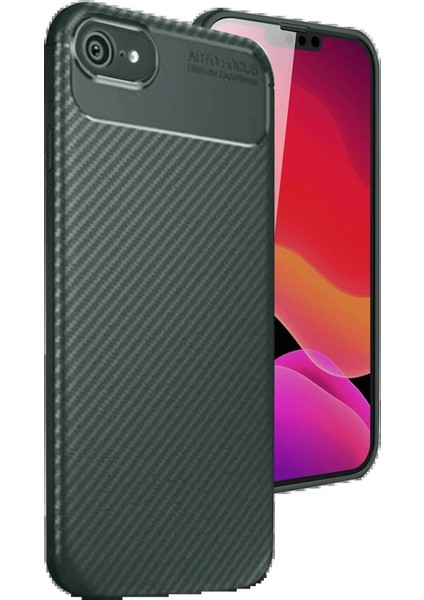 iPhone 16E Kılıf Auto Focus Karbon Kapak - Koyu YEŞIL-(5796) - M189R749-K94189