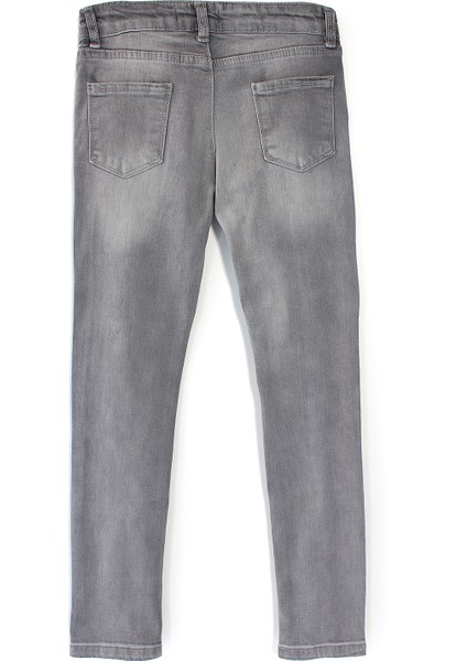 Destroyed Slim Fit Dar Kesim Jean Kız Çocuk Pantolon Gri Renk Yırtıklı Kız Kot Pantolon fiyatları