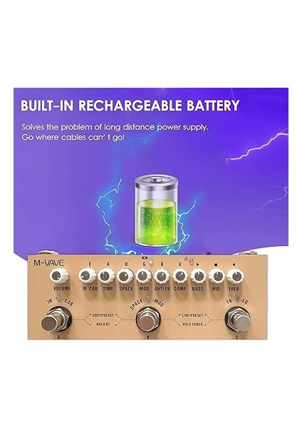 Cube Ac Taşınabil Çok Fonksiyonlu Akustik Gitar Kombine Efekt Pedalı, Kablolu Müzik Çalma Fon Yüz Fonksiyonu Altın Akustik Gitar Için indirimleri