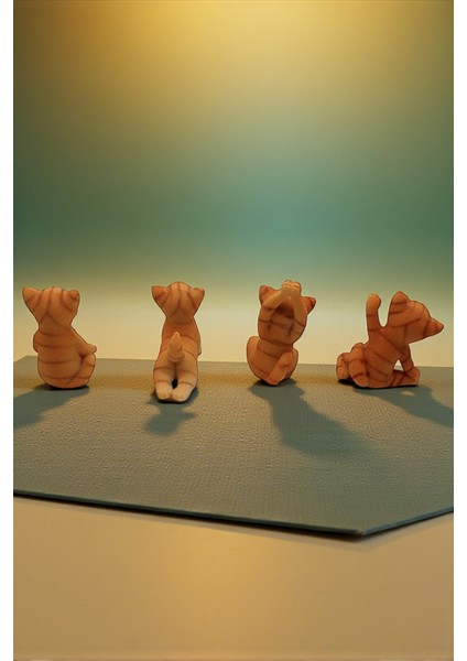 Oga Cats Mini Figür Seti (4'lü) - Sevimli Sarı Tekir Kedi Dekoratif Biblo modelleri