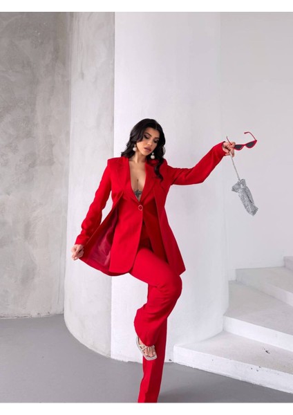 Kadın Tasarım Ceket Yüksek Bel Premıum Takım Elbise