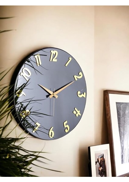 Premium Serisi Aynalı 50 cm Sessiz Akar Duvar Saati Füme fiyatları