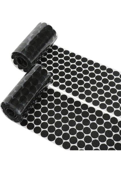 Magnet 100 Adet Arkası Yapışkanlı Siyah Yuvarlak Cırt Cırtlı Bant, Kaliteli Cırt Bant, Çap 1cm