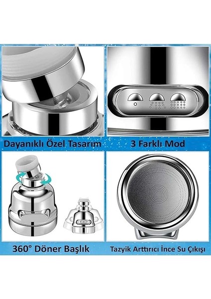 Krom Fonksiyonlu Tasarruflu Oynar Başlıklı Eviye Musluk Spiral Batarya Ucu fırsatları