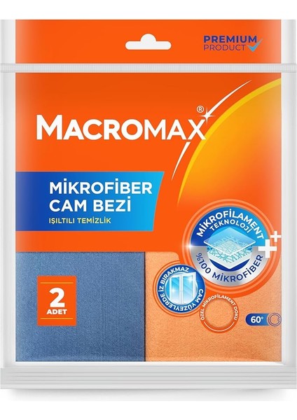 Mikrofiber Cam Bezi 2'li Set, Mikrofilament Teknolojisi ile Leke ve Iz Bırakmaz Ayna Bezi