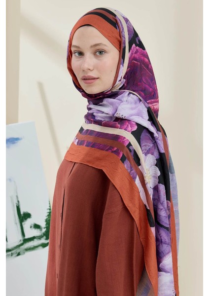 Gül Desen Bambu Şal