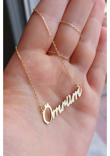 925 Ayar Gümüş 24 Ayar Altın Kaplama Isimli Kolye