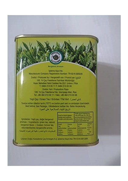 Çaykur Burcum Yeşil Çay Bergamot Aromalı 100G
