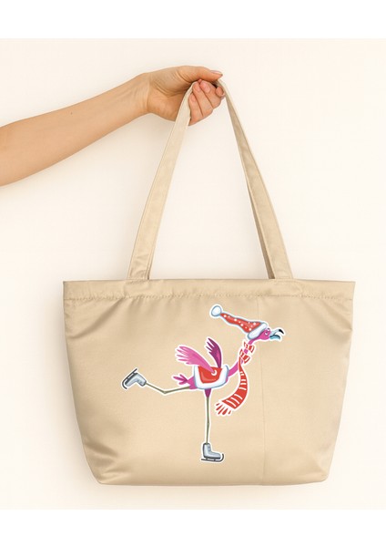 Frosty Flamingo Tasarım Mat Saten Çanta