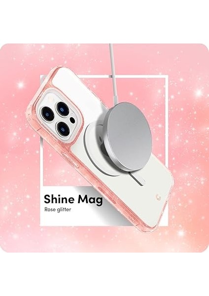 Ciel By Cyrıll iPhone 14 Pro ile Uyumlu Kılıf Shine Mag Magsafe Özellikli 360 + Cam Ekran Koruyucu (2 Adet) Rose Glitter - ACS05021 modelleri