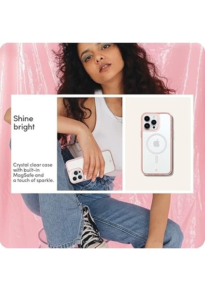 Ciel By Cyrıll iPhone 14 Pro ile Uyumlu Kılıf Shine Mag Magsafe Özellikli 360 + Cam Ekran Koruyucu (2 Adet) Rose Glitter - ACS05021 fırsatları