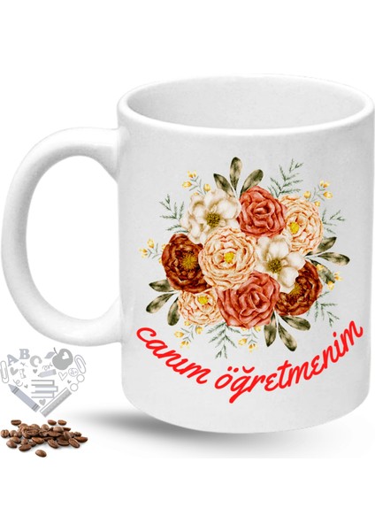 Öğretmenler Günü Hediyesi Çiçekli Canım Öğretmenim Baskılı Porselen Kupa Bardak fiyatları