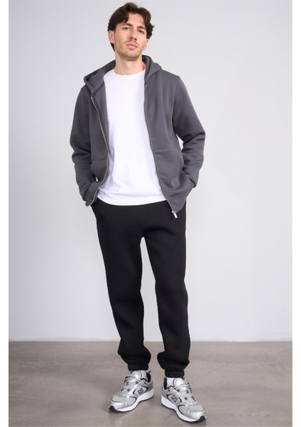 873 Erkek 3 Iplik Regular Eşofman Alt Siyah