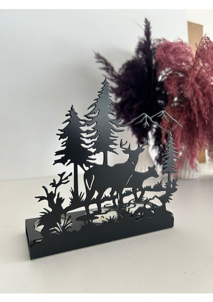 Doğa ve Geyik Temalı Metal Mumluk modelleri