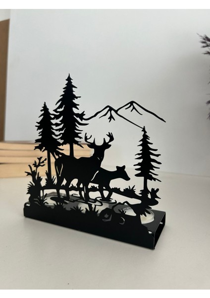 Doğa ve Geyik Temalı Metal Mumluk fırsatları