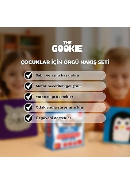 Gookıe Çocuklar Için Örgü Nakış Seti, Kedi ve Penguen Desenleri, El Sanatları Aktivite Kiti, 6+ Yaş modelleri
