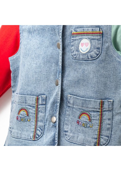 BeU Kids OV-7227 Erkek Çocuk %98 Pamuklu Rainbow Denim Hoodie Ceket modelleri