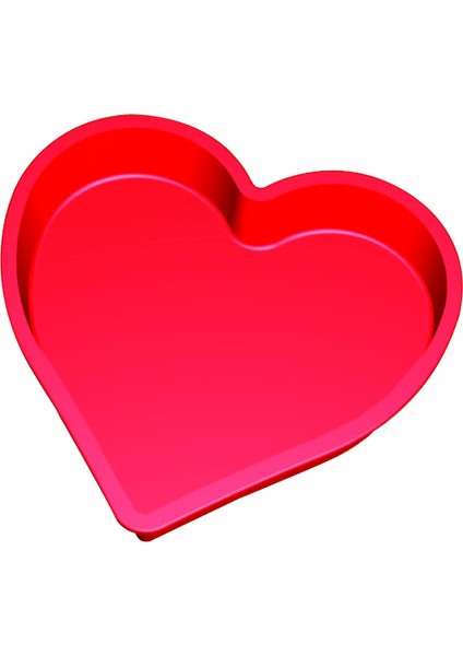 Kırmızı Silikon Kalpli Kek Kalıbı - 1300 ml