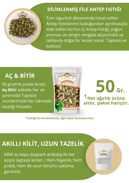 Dilimlenmiş File Antep Fıstığı | 50 Gr. fiyatları