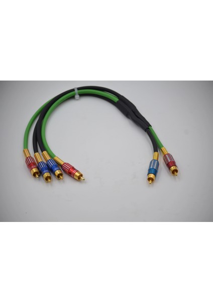 Bakır Amfi Rca Kablosu 50CM - 2 Giriş 4 Çıkış Anfi Rca Kablosu - 50CM - El Yapımı Tam Bakır - 50 cm