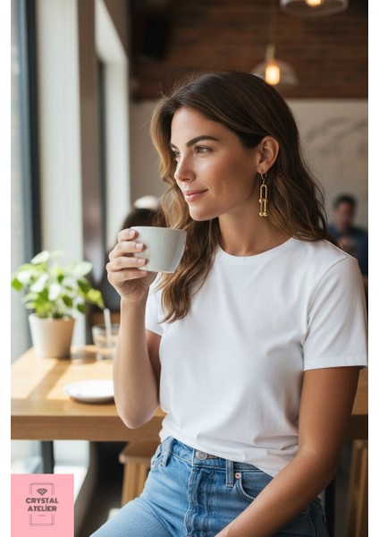 Kadın Gold Kaplama Toplu Kalın Zincir Tiffany Blanca Küpe, İkili Gold Blanca Tiffany Küpe, Altın Kaplama Kısa İkili Tiffany Blanca Gold Küpe, Altın Kaplama İkili Tiffany Blanca Küpe