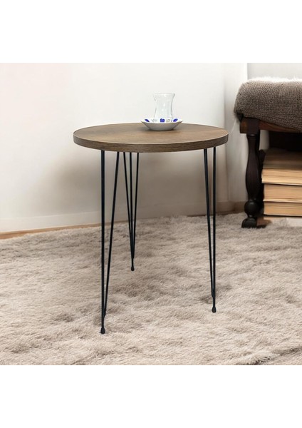 Tekli Yuvarlak Zigon Sehpa (Barok) Metal Tel Ayak