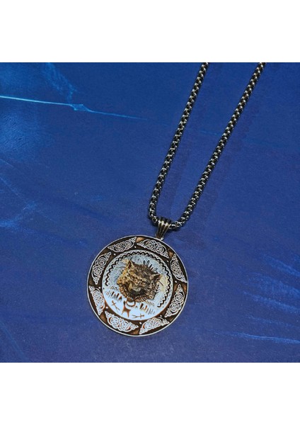 Kurt Figürlü El Işçiliği 925 Ayar Gümüş Erkek Kolye