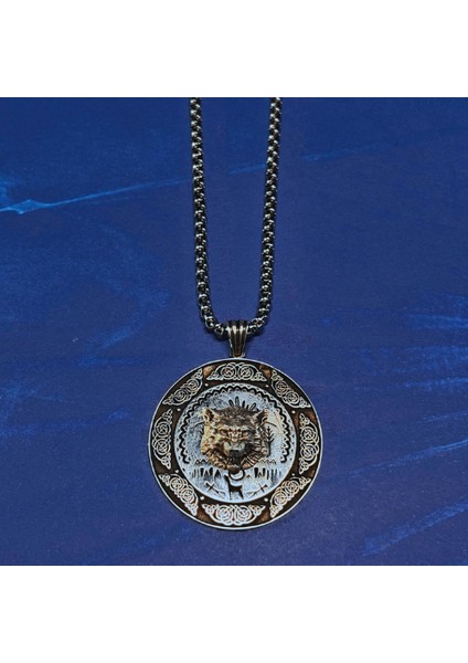 Kurt Figürlü El Işçiliği 925 Ayar Gümüş Erkek Kolye modelleri