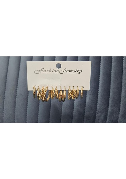 “altın Harmoni” 12’li (6 Çift) Halka Küpe Koleksiyonu – Tek Kutuda Sonsuz Kombin