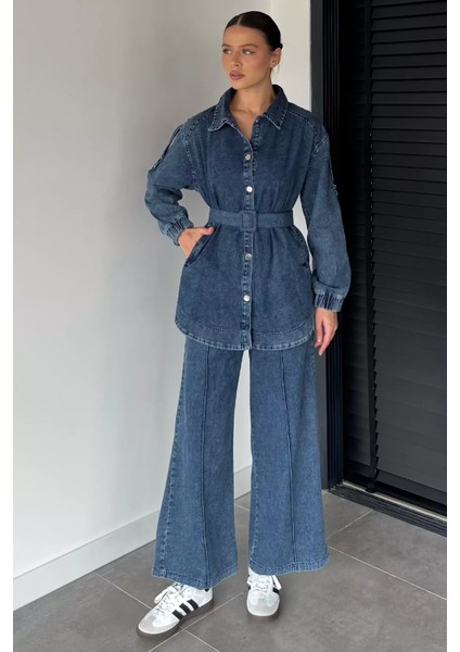 Kadın Kemerli Ceket Pantolon Ikili Takım P-00018908