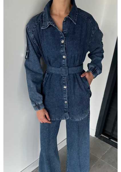 Kadın Kemerli Ceket Pantolon Ikili Takım P-00018908 modelleri