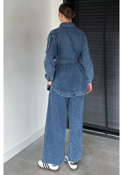 Kadın Kemerli Ceket Pantolon Ikili Takım P-00018908 fırsatları