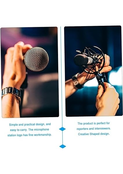 4ADET Lü Taşınabilir Abs Üçgen Şekilli Mikrofon Logo Bayrağı Istasyonu Profesyonel ve Dayanıklı Tasarım Röportaj Mikrofonları Için Uygun Esnek Kullanım fiyatları