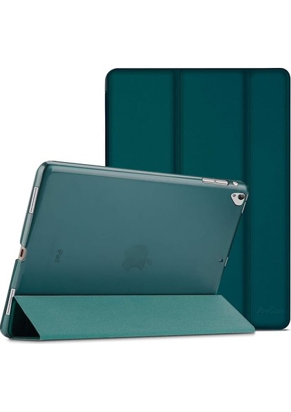 ile Uyumlu iPad Pro 12,9 Inç 2017/2015 Kılıf Kapak (Eski Model, 1. ve 2. Nesil), Ultra Ince Hafif Stand Koruyucu Kılıf Kabuk Yarı Saydam Buzlu Arka Kılıf Koruyucu Kılıf - Zümrüt