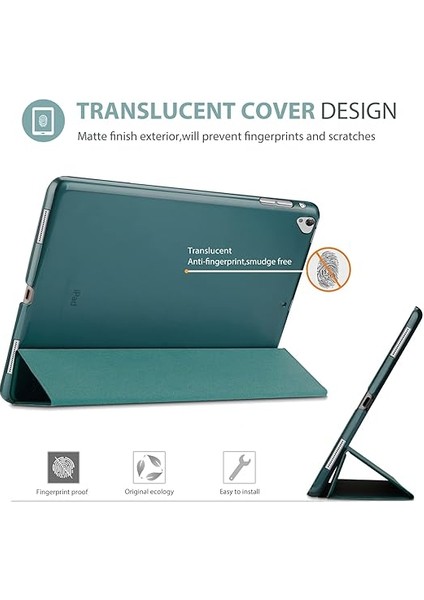 ile Uyumlu iPad Pro 12,9 Inç 2017/2015 Kılıf Kapak (Eski Model, 1. ve 2. Nesil), Ultra Ince Hafif Stand Koruyucu Kılıf Kabuk Yarı Saydam Buzlu Arka Kılıf Koruyucu Kılıf - Zümrüt fırsatları
