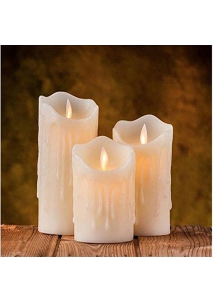 Lu Krem Erimiş Görünümlü LED Mum