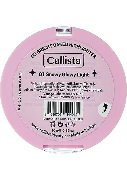 Callista So Bright Baked Highlighter Aydınlatıcı 01 Snowy Glowy Light modelleri