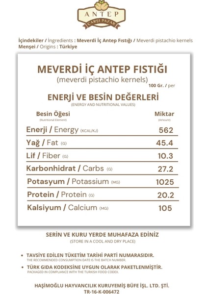 Meverdi Iç Antep Fıstığı | 100 Gr. indirimleri