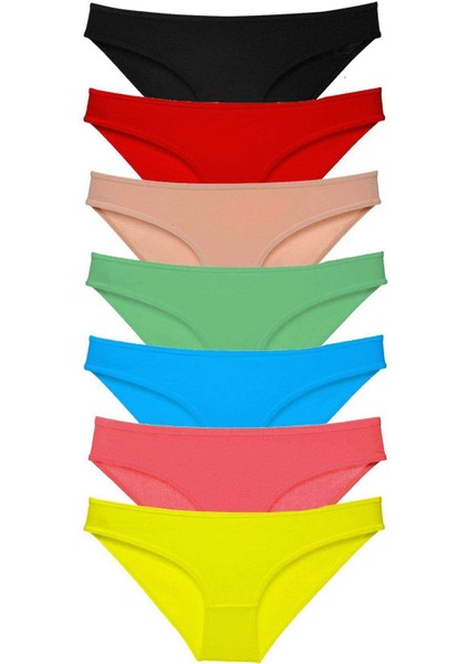 7 Adet Süper Eko Set Likralı Kadın Slip Külot Çok Renkli