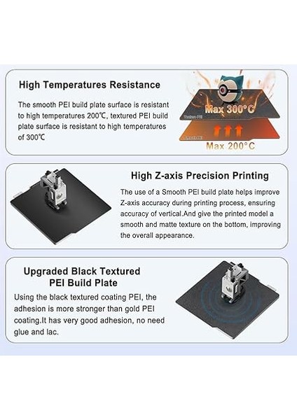 Bambu-Lab A1/X1C/X1/X1E/P1P/P1S, Pürüzsüz Peı ve Dokulu Peı Plakası Için 257X257MM Siyah Peı Çift Taraflı Yapı Plakası indirimleri