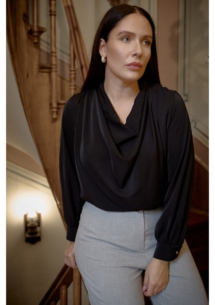 Kadın Büyük Beden Degaje Yaka Bluz modelleri