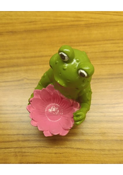Çiçek Tutucu Kurbağa – El Yapımı Dekoratif Obje - El Boyaması Sevimli Kurbağa Biblo -Lotus Kurbağa