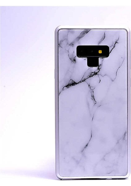 Galaxy 9 ile Uyumlu Mermerli Devrim Beyaz Cep Telefonu Kılıfı