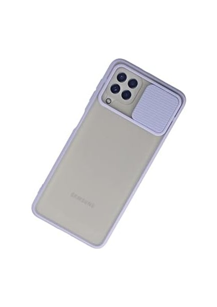 Galaxy M22 Kılıf Lens Sürgülü Mat Silikon - Lila modelleri