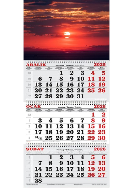 2026 Yılı Gemici Takvimi-Kızıl Gün Batımı