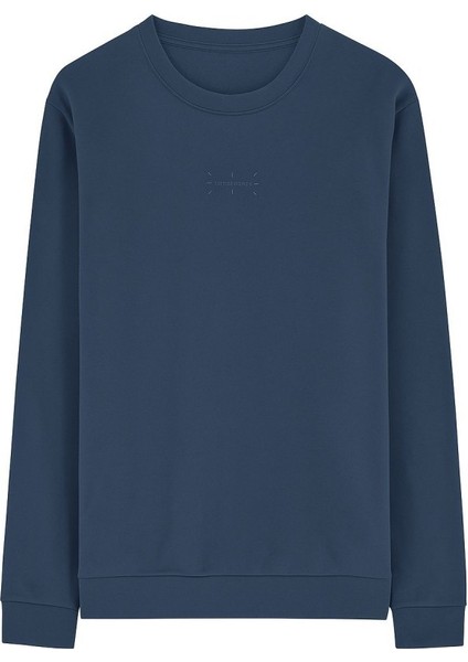 Erkek S-Shirt O Yaka Mavi Erkek Sweatshirt