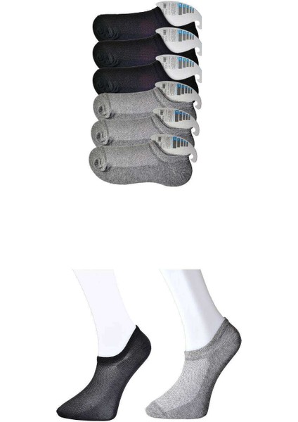 Siyah ve Gri Erkek Görünmez Çorap 6 Çift